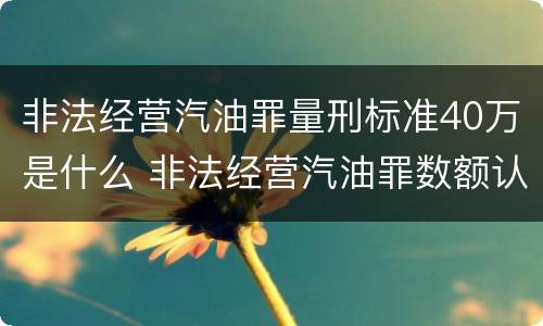 非法经营汽油罪量刑标准40万是什么 非法经营汽油罪数额认定