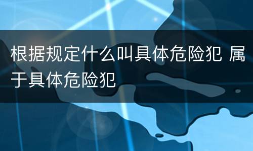 根据规定什么叫具体危险犯 属于具体危险犯