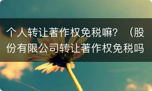 个人转让著作权免税嘛？（股份有限公司转让著作权免税吗）