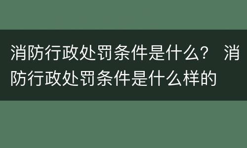 消防行政处罚条件是什么？ 消防行政处罚条件是什么样的