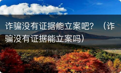 诈骗没有证据能立案吧？（诈骗没有证据能立案吗）