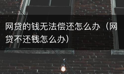 网贷的钱无法偿还怎么办（网贷不还钱怎么办）