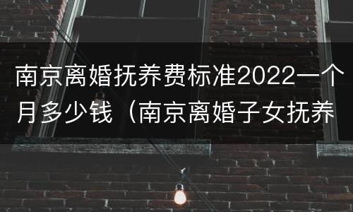 南京离婚抚养费标准2022一个月多少钱（南京离婚子女抚养费标准）