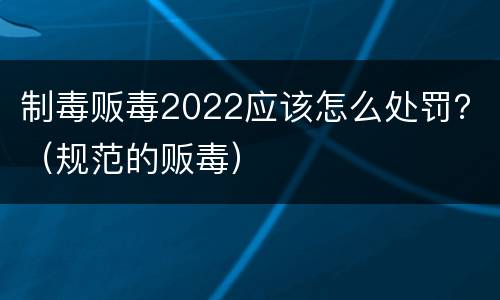 制毒贩毒2022应该怎么处罚？（规范的贩毒）