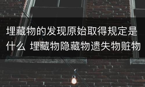 埋藏物的发现原始取得规定是什么 埋藏物隐藏物遗失物赃物的归属