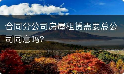 合同分公司房屋租赁需要总公司同意吗？