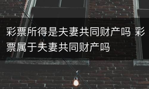 彩票所得是夫妻共同财产吗 彩票属于夫妻共同财产吗