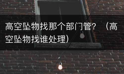 高空坠物找那个部门管？（高空坠物找谁处理）