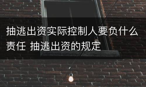 抽逃出资实际控制人要负什么责任 抽逃出资的规定