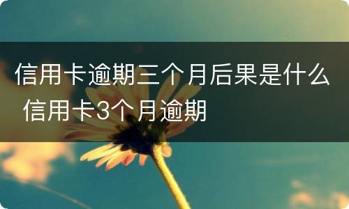 信用卡逾期三个月后果是什么 信用卡3个月逾期