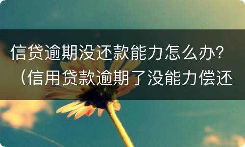 信贷逾期没还款能力怎么办？（信用贷款逾期了没能力偿还怎么办）