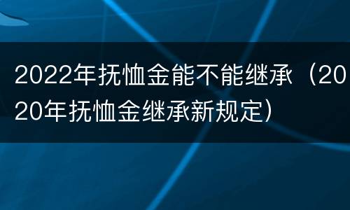 2022年抚恤金能不能继承（2020年抚恤金继承新规定）