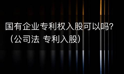 国有企业专利权入股可以吗？（公司法 专利入股）