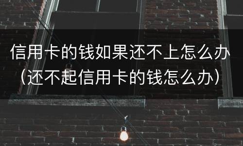信用卡的钱如果还不上怎么办（还不起信用卡的钱怎么办）