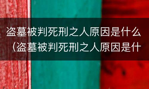 盗墓被判死刑之人原因是什么（盗墓被判死刑之人原因是什么意思）