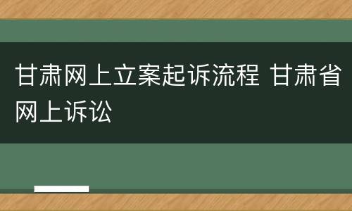 甘肃网上立案起诉流程 甘肃省网上诉讼