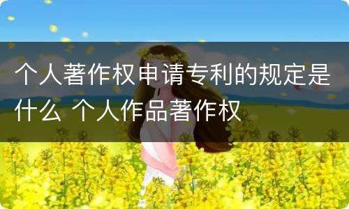 个人著作权申请专利的规定是什么 个人作品著作权