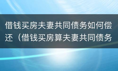 借钱买房夫妻共同债务如何偿还（借钱买房算夫妻共同债务吗）