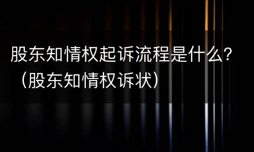 股东知情权起诉流程是什么？（股东知情权诉状）