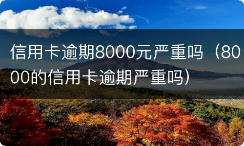 信用卡逾期8000元严重吗（8000的信用卡逾期严重吗）