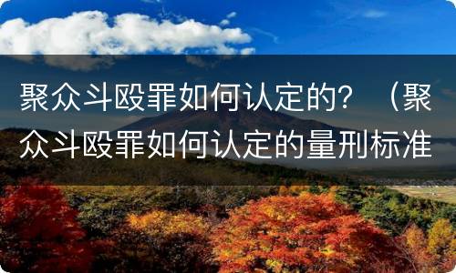 聚众斗殴罪如何认定的？（聚众斗殴罪如何认定的量刑标准）