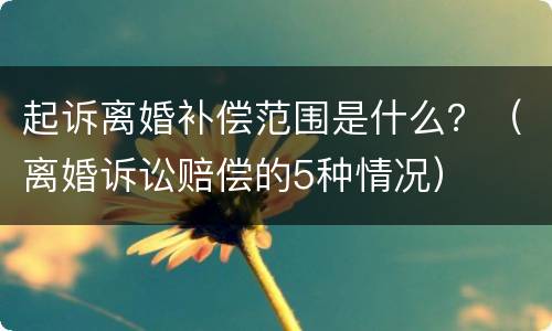 起诉离婚补偿范围是什么？（离婚诉讼赔偿的5种情况）