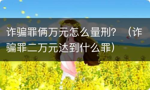诈骗罪俩万元怎么量刑？（诈骗罪二万元达到什么罪）