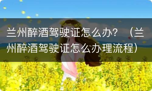 兰州醉酒驾驶证怎么办？（兰州醉酒驾驶证怎么办理流程）