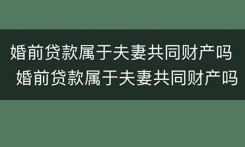 婚前贷款属于夫妻共同财产吗 婚前贷款属于夫妻共同财产吗