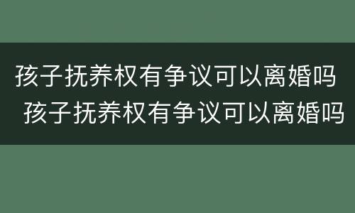 孩子抚养权有争议可以离婚吗 孩子抚养权有争议可以离婚吗