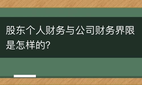 股东个人财务与公司财务界限是怎样的？
