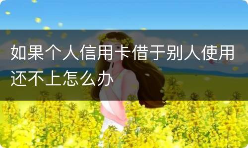 如果个人信用卡借于别人使用还不上怎么办