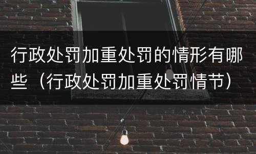 行政处罚加重处罚的情形有哪些（行政处罚加重处罚情节）