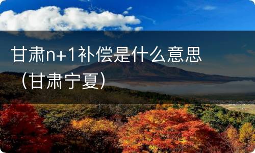 甘肃n+1补偿是什么意思（甘肃宁夏）