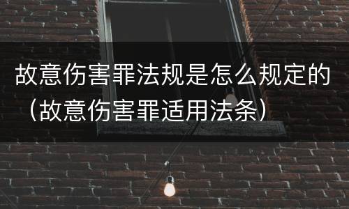 故意伤害罪法规是怎么规定的（故意伤害罪适用法条）