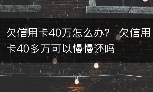 欠信用卡40万怎么办？ 欠信用卡40多万可以慢慢还吗