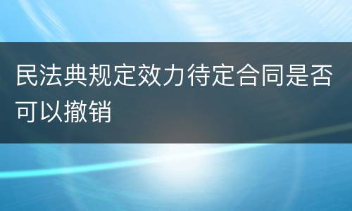 民法典规定效力待定合同是否可以撤销