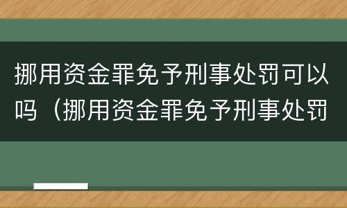挪用资金罪免予刑事处罚可以吗（挪用资金罪免予刑事处罚可以吗）