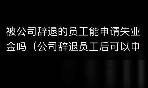 被公司辞退的员工能申请失业金吗（公司辞退员工后可以申请失业金吗）