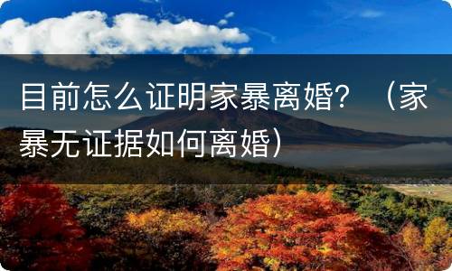 目前怎么证明家暴离婚？（家暴无证据如何离婚）