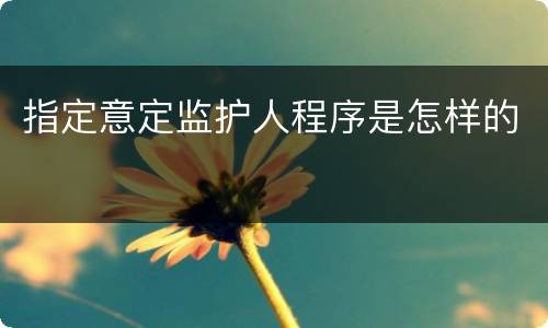 指定意定监护人程序是怎样的