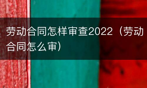 劳动合同怎样审查2022（劳动合同怎么审）