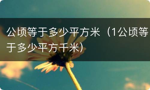 公顷等于多少平方米（1公顷等于多少平方千米）