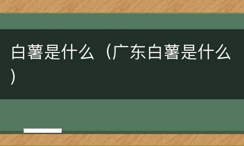 白薯是什么（广东白薯是什么）