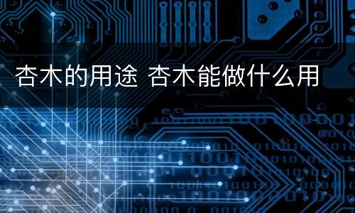 杏木的用途 杏木能做什么用