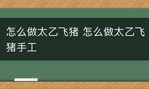 怎么做太乙飞猪 怎么做太乙飞猪手工