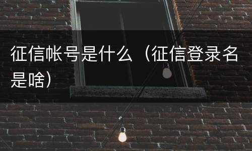 征信帐号是什么（征信登录名是啥）