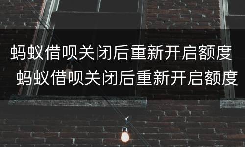 蚂蚁借呗关闭后重新开启额度 蚂蚁借呗关闭后重新开启额度会恢复吗