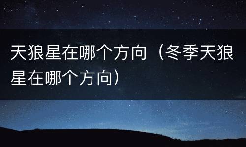 天狼星在哪个方向（冬季天狼星在哪个方向）