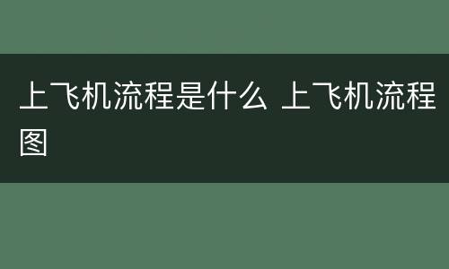 上飞机流程是什么 上飞机流程图